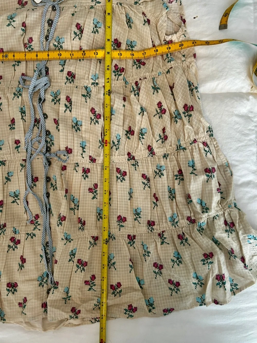 Free people, cream, floral, print, tunic dress small